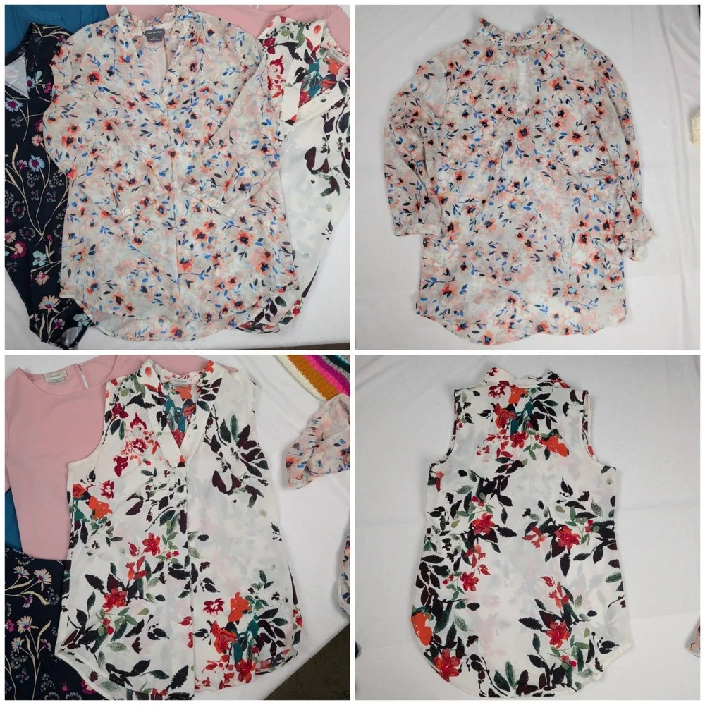 Business Casual Office Floral Womens Blouses Tops Bundle Lot Professional